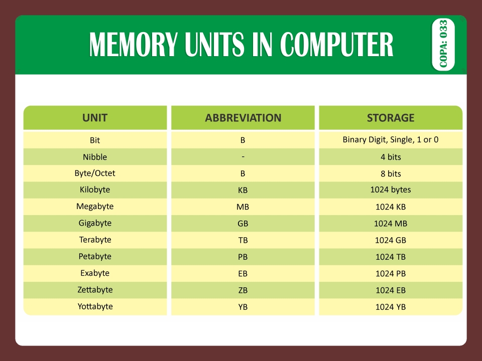 MEMORY UNITS IN COMPUTER