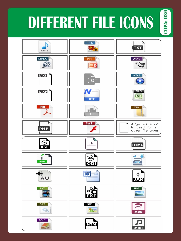 DIFFERENT FILE ICONS