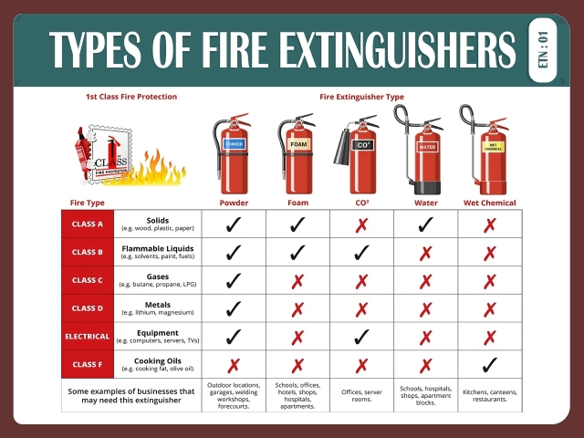 TYPES OF FIRE EXTINGUISHERS