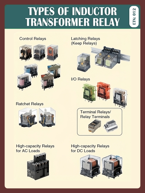 TYPES OF INDUCTOR TRANSFORMER RELAY